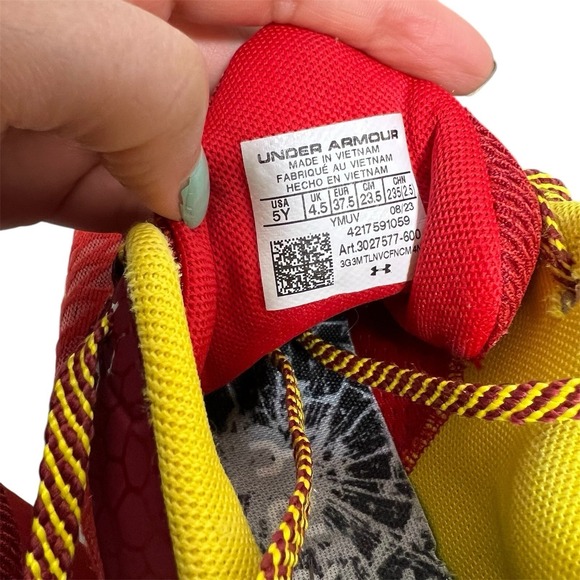 UNDER ARMOUR JUNIOR GS CURRY‎ 11 FIRE RED BASKETBALL SHOES SIZE 5 - Picture 13 of 15